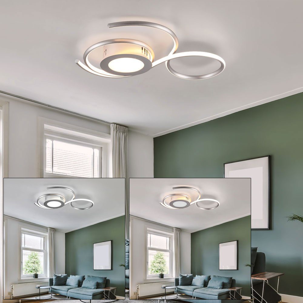 etc-shop LED Deckenleuchte, LED Deckenlampe dimmbar mit Fernbedienung Deckenleuchte Wohnzimmer Nickel-matt