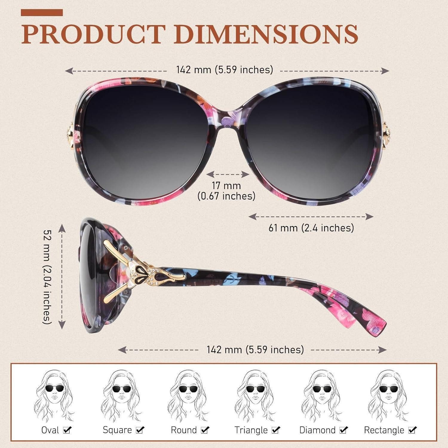 LuxusKollektion Retrosonnenbrille Sonnenbrille Damen Polarisiert Blumen Rahmen Grau Farbverlaufs Linse – Bild 5 von 5