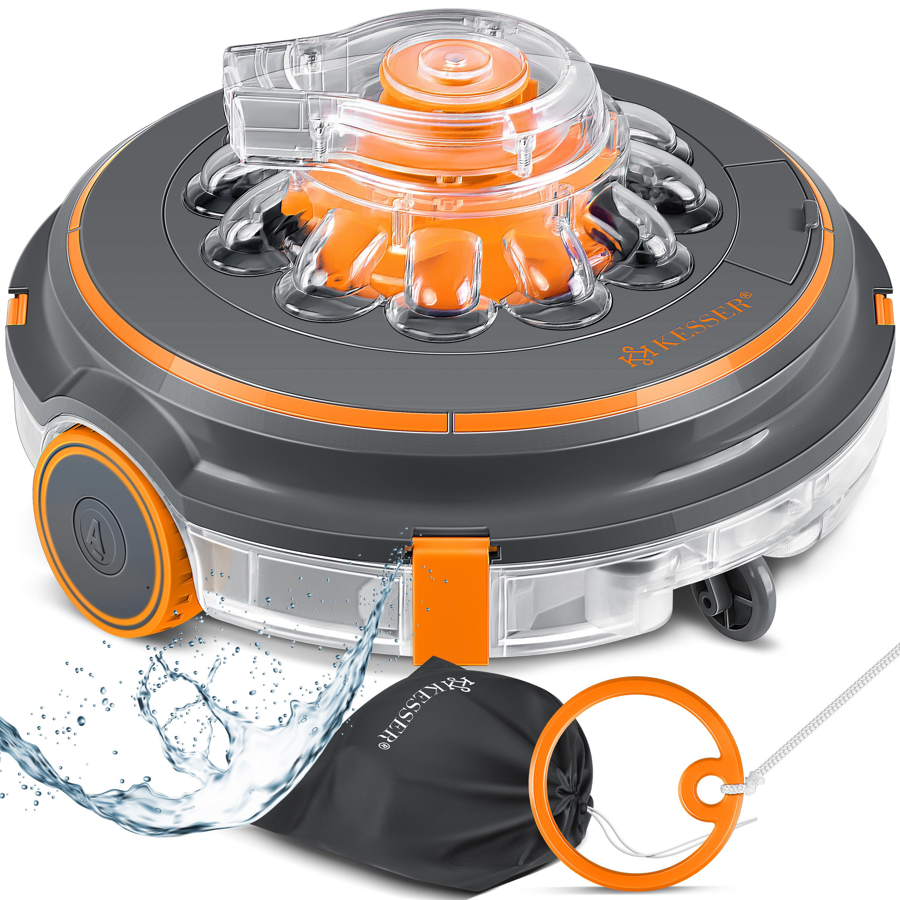 KESSER Poolroboter, Poolroboter Poolsauger Poolreiniger Akku Aqua-9000 mit Transporttasche