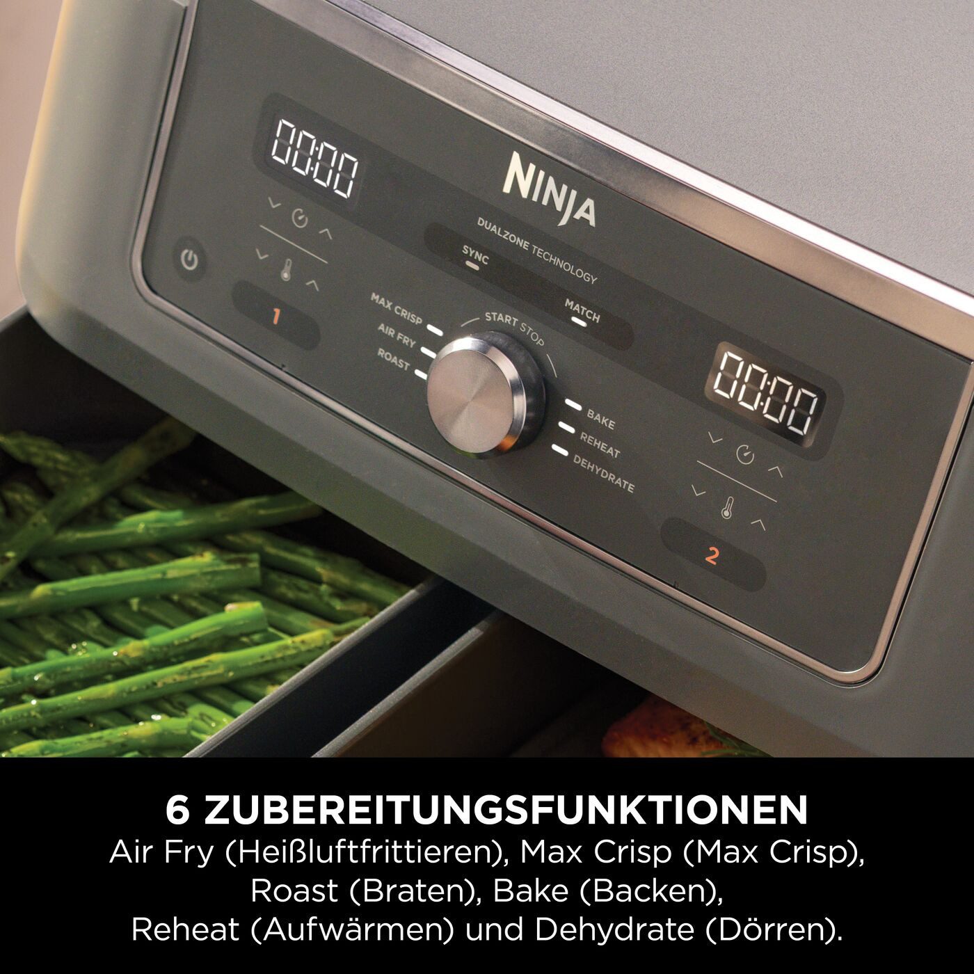 NINJA Heißluftfritteuse Ninja MAX 6-in-1 Dual Zone Air Fryer 9.5L DZ400EU, 2470 W – Bild 5 von 5