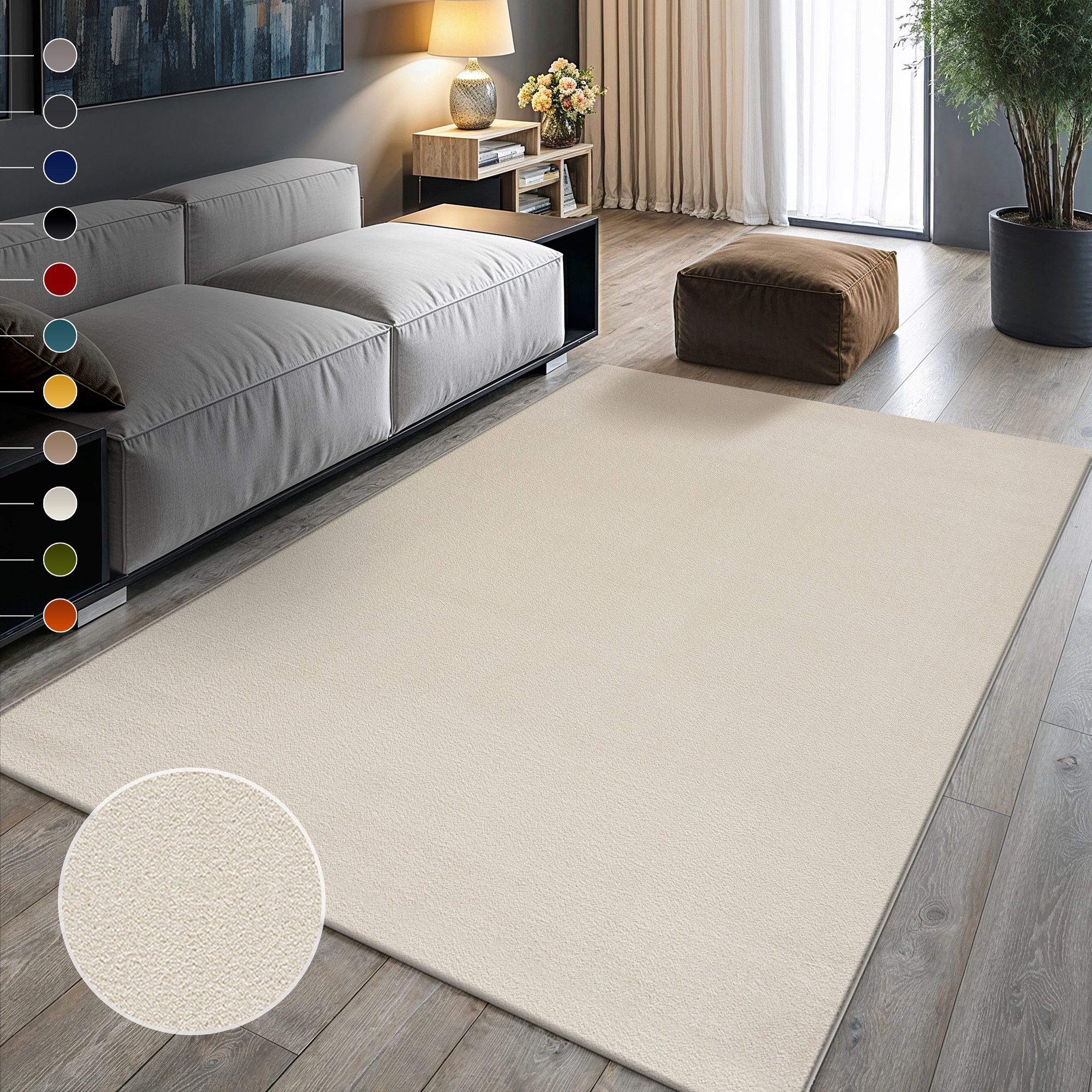 Sanat Teppich UNI, auch als Läufer und Rund, rechteckig, Höhe: 13 mm, robuster Kurzflorteppich, große Farbauswahl, Wohnzimmer, alle Räume