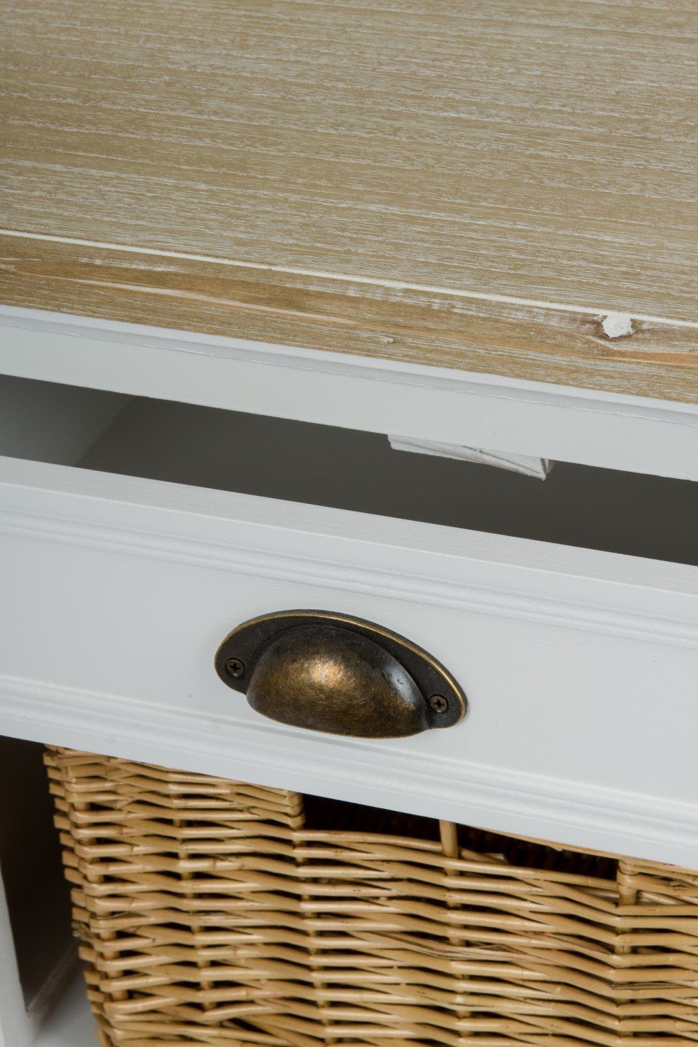 Beistelltisch Schublade (FALSCH), in cm mit 47x68x35 Kommode Körbe weiß Nachttisch: Körben elbmöbel Cottage mit und Regal weiß Stil