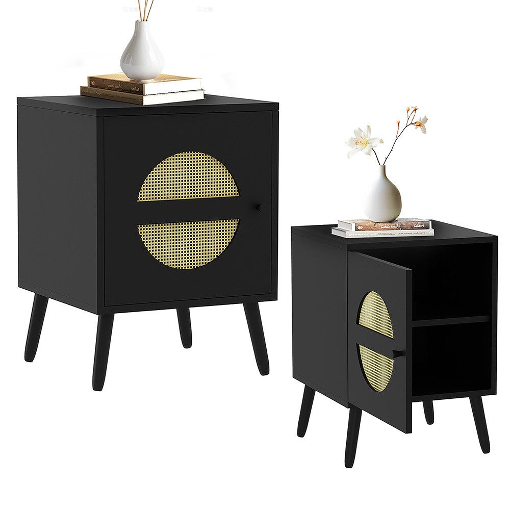 WAOHO Nachttisch Nachttisch Rattan geflecht, 2 Fächern, Sofatisch, Beistell günstig online kaufen