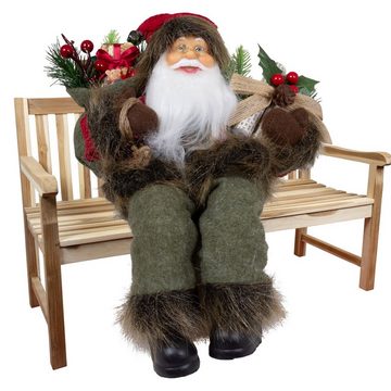 Christmas Paradise Weihnachtsmann Viktor 45cm / 30cm, sitzend (Dekofigur grau-rot, 1 St., Weihnachtsdeko), Kantenhocker zum Hinsetzen