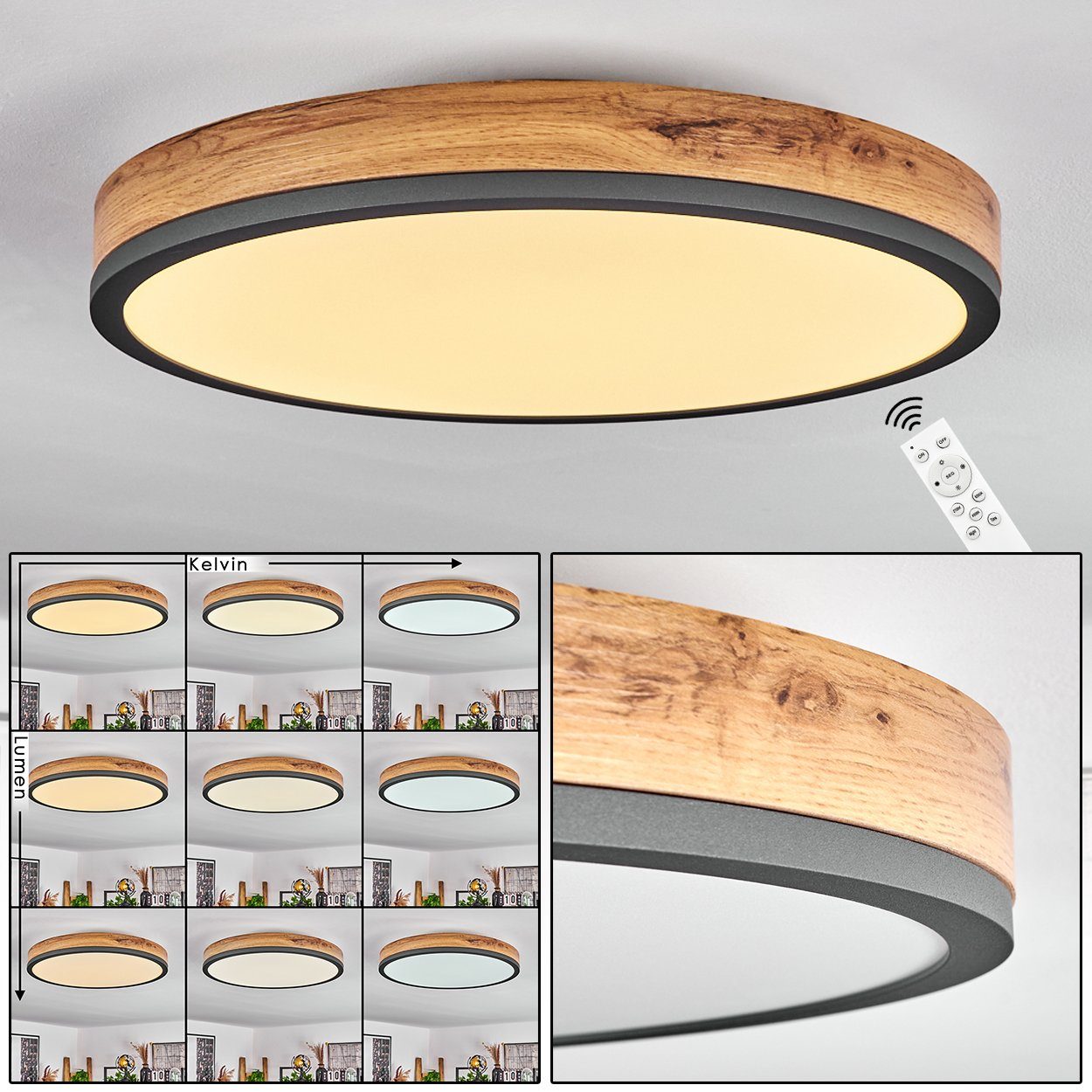 hofstein Deckenleuchte »Vacil« Deckenlampe, Metall/MDF/Kunststoff, Schwarz/ günstig online kaufen