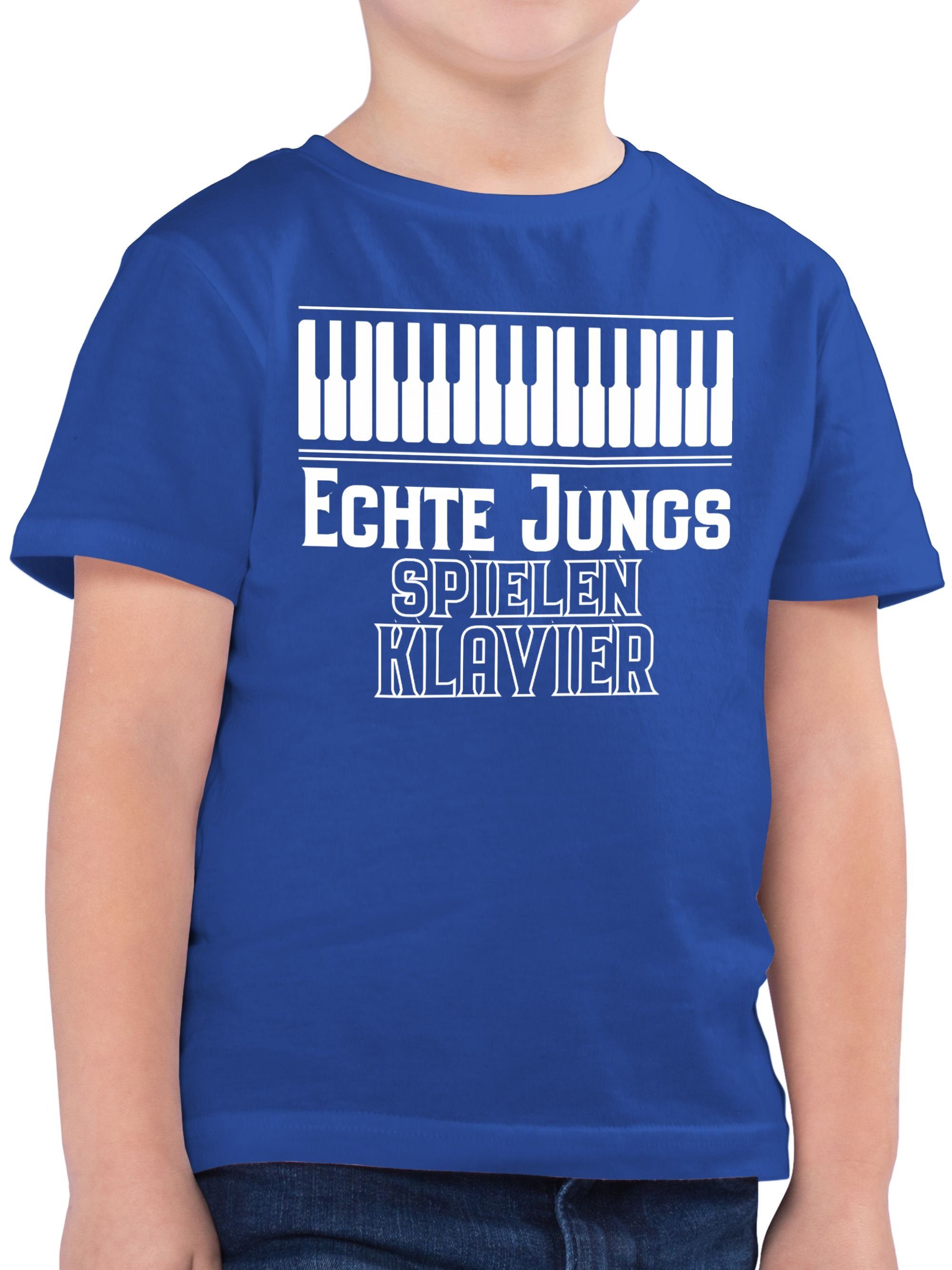 Shirtracer T-Shirt Klavier Jungs Royalblau Sprüche 3 spielen Echte Kinder Statement