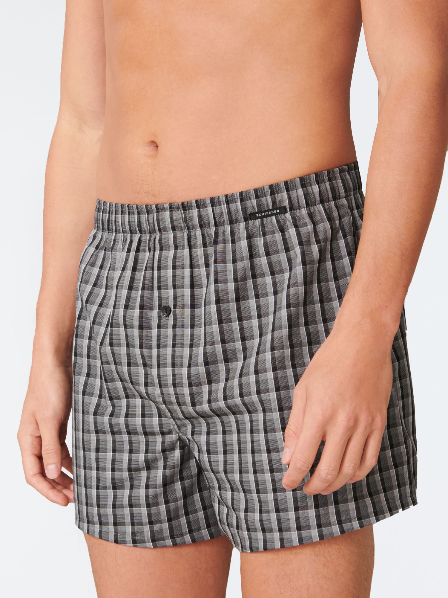 Schiesser 2-er Set Boxershorts Grau & Grau kariert günstig online kaufen