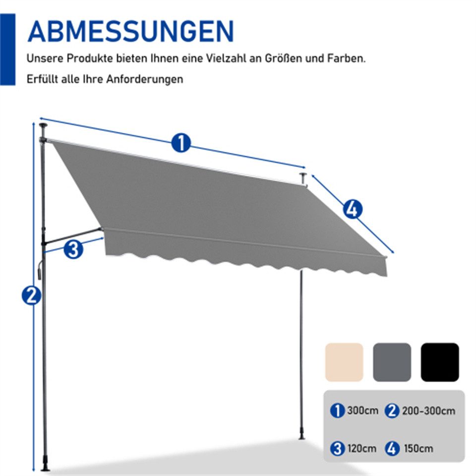 VINGLI Klemmmarkise ohne Bohren Sonnenschutz, Wasserdicht, günstig online kaufen