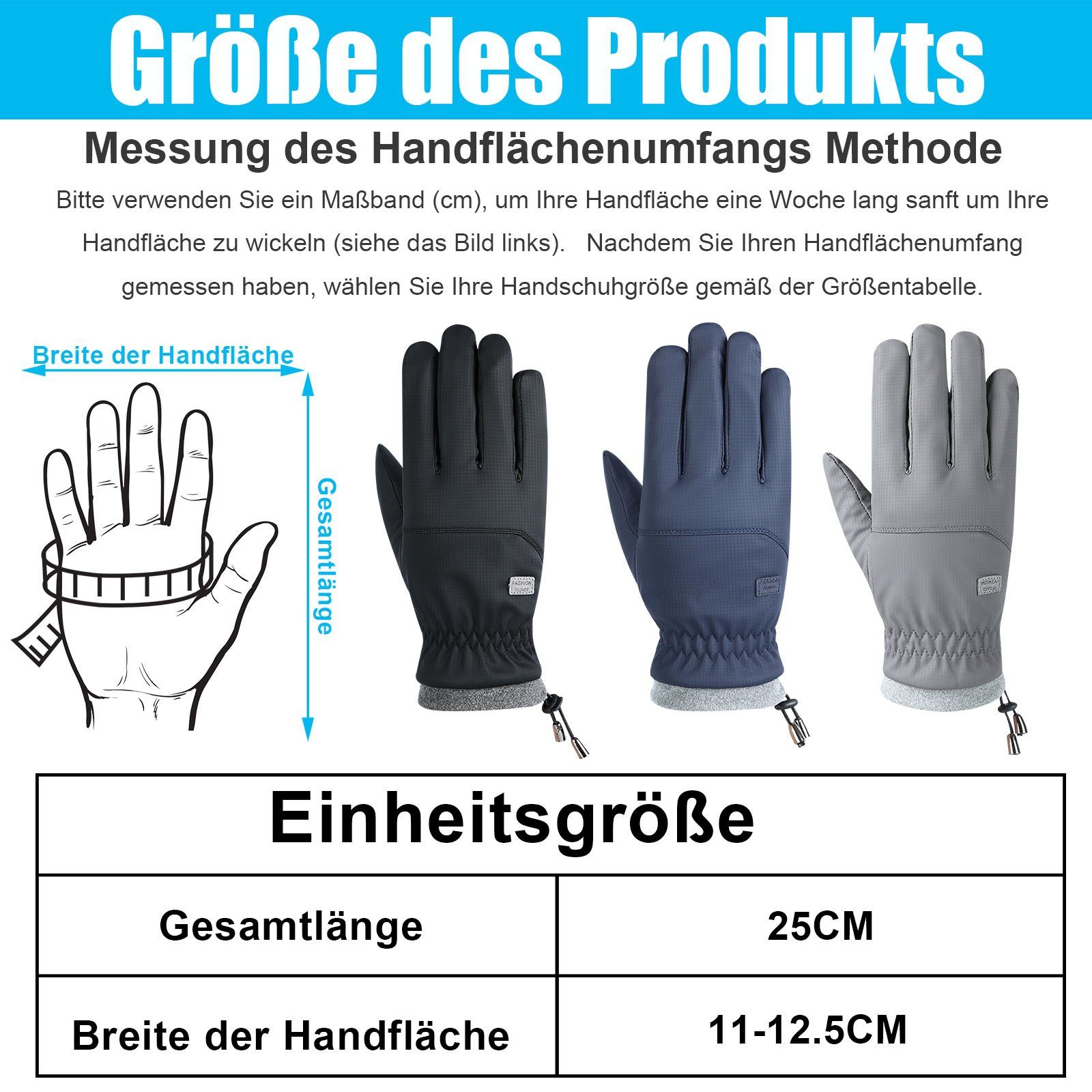 Schnee Outdoor Rosnek wasserdicht, Ski Winter Blau für Skihandschuhe Radfahren Männer Touchscreen, winddicht, Herbst Frauen Sport