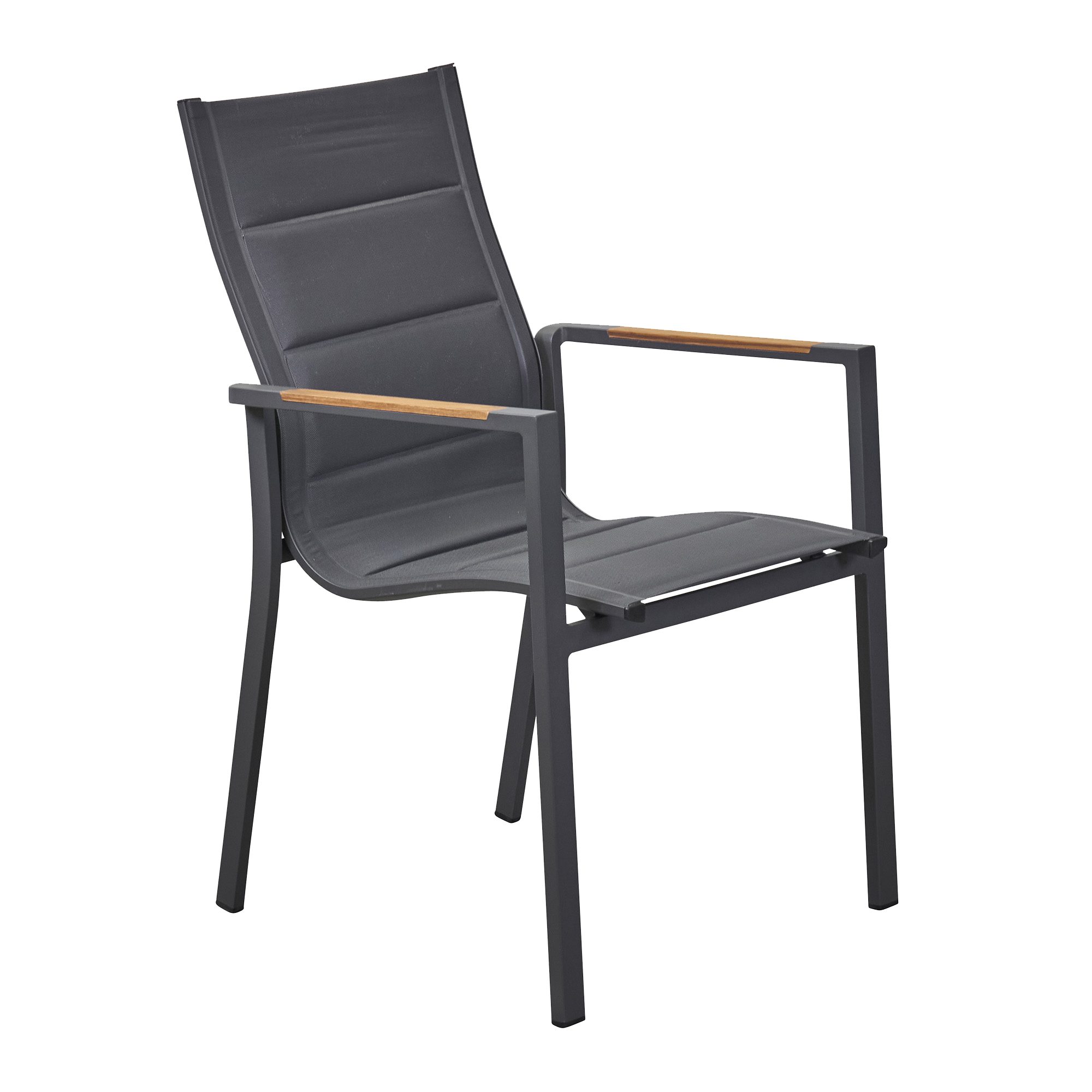 L.C. Wholesaler GmbH Stapelstuhl UNICAMO, Aluminiumgestell, Teak-Armlehnen