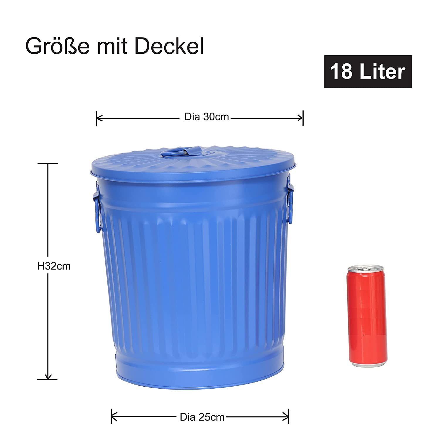 Jinfa Mülleimer Jinfa Mülleimer mit Mülleimer (€26,39/Stück)+ Vintage 2 Deckel Abfalltonne + Müllbeutel 18L 50 Müllbeutel