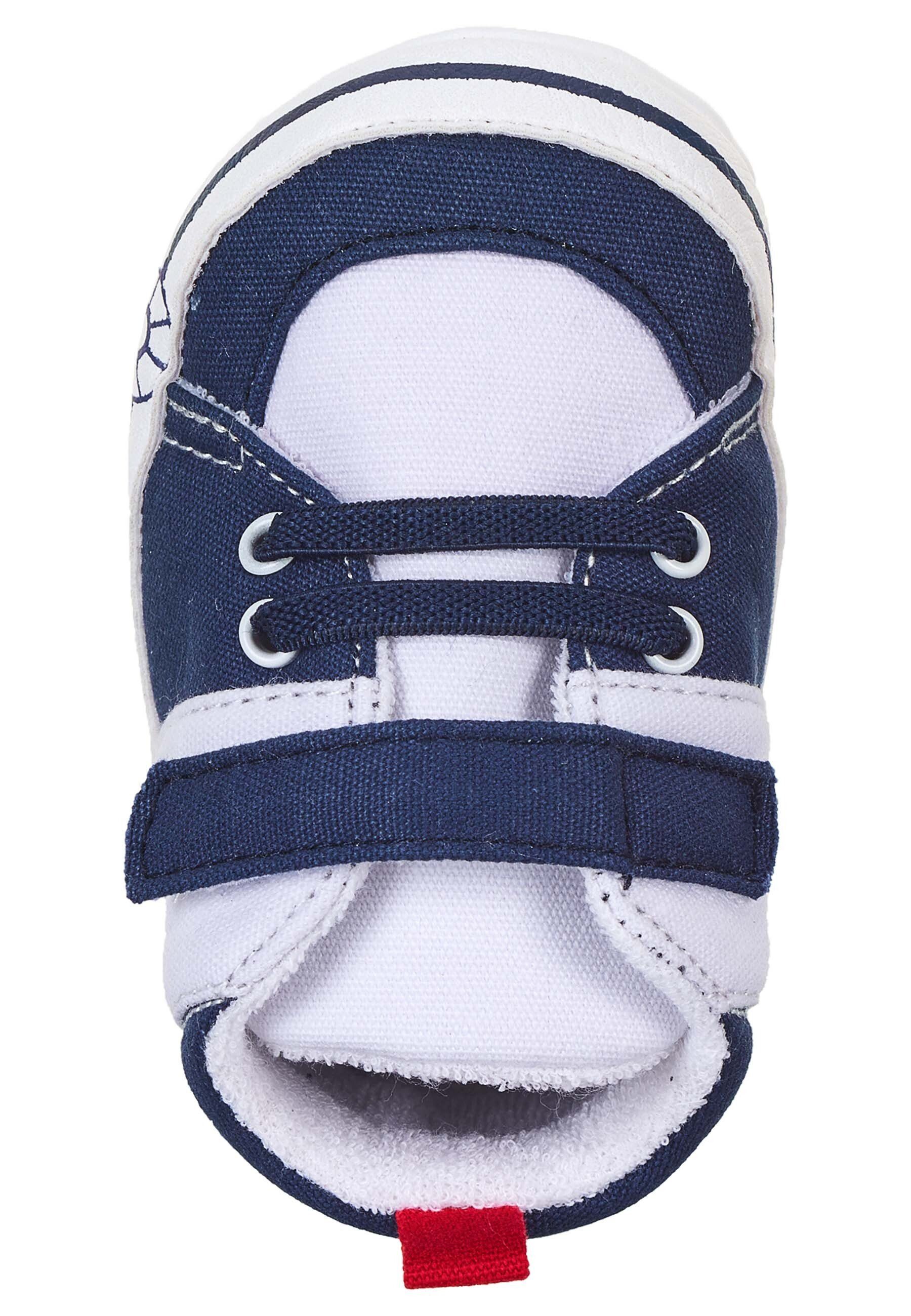 Baby-Schuh Baby - Schnürsenkeln Klettverschluss Sohle mit Schuhe mit in - Krabbelschuh Flexible Baby-Schuh rutschfester Sterntaler® Krabbelschuhe aufgenähter (1-tlg) elastischen Marine und