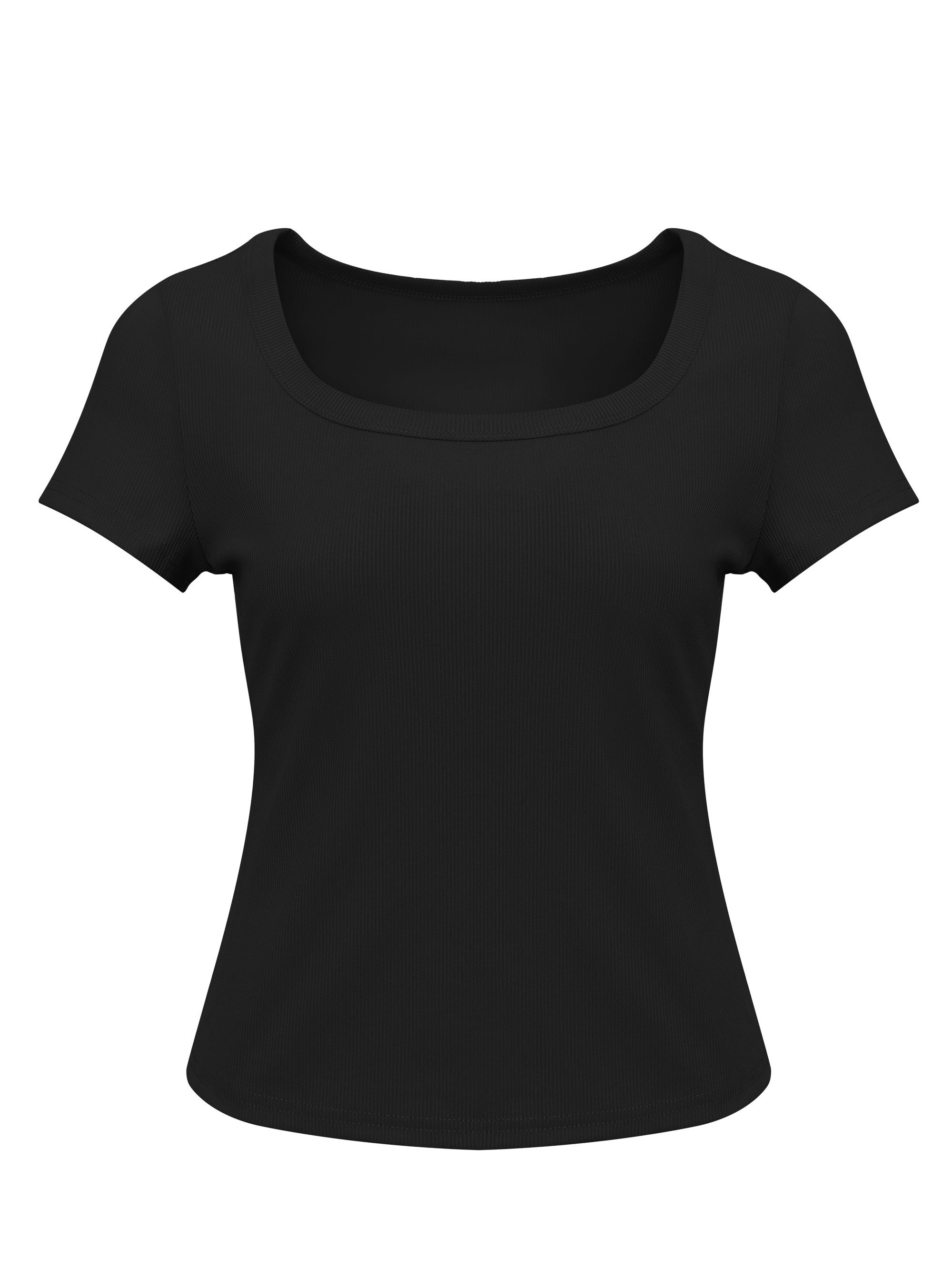Imily Bela T-Shirt Damen Rippstrick-Top mit tailliert geschnitten (Packung, 1-tlg., 1per-Pack) in Unifarbe – Bild 5 von 5