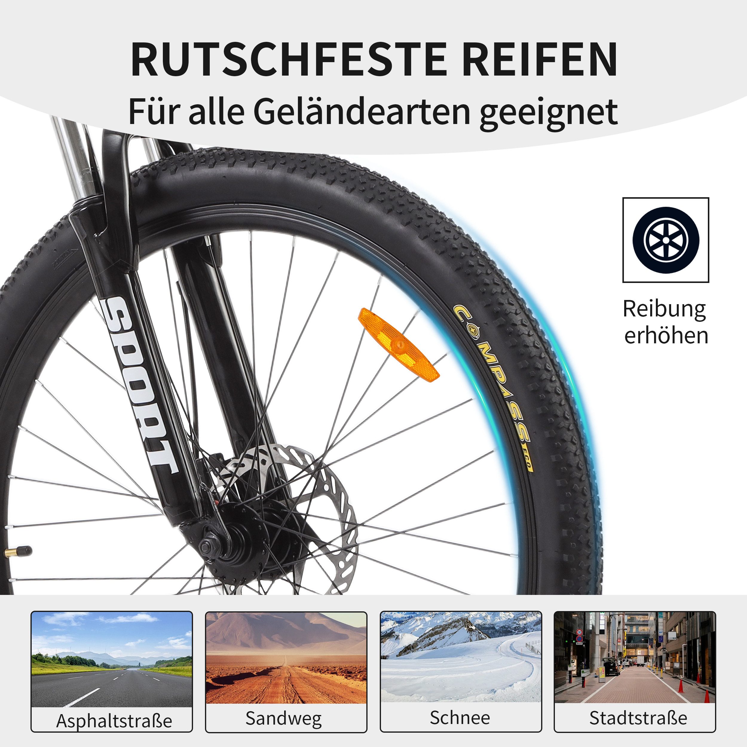 ROMICO Mountainbike 28 Zoll MTB mit Shimano Schaltung, Federgabel & Scheibenbremse, 21 Gang Shimano Tourney RD-TY300/200 Schaltwerk, Kettenschaltung, (Set), MTB – Bild 5 von 5