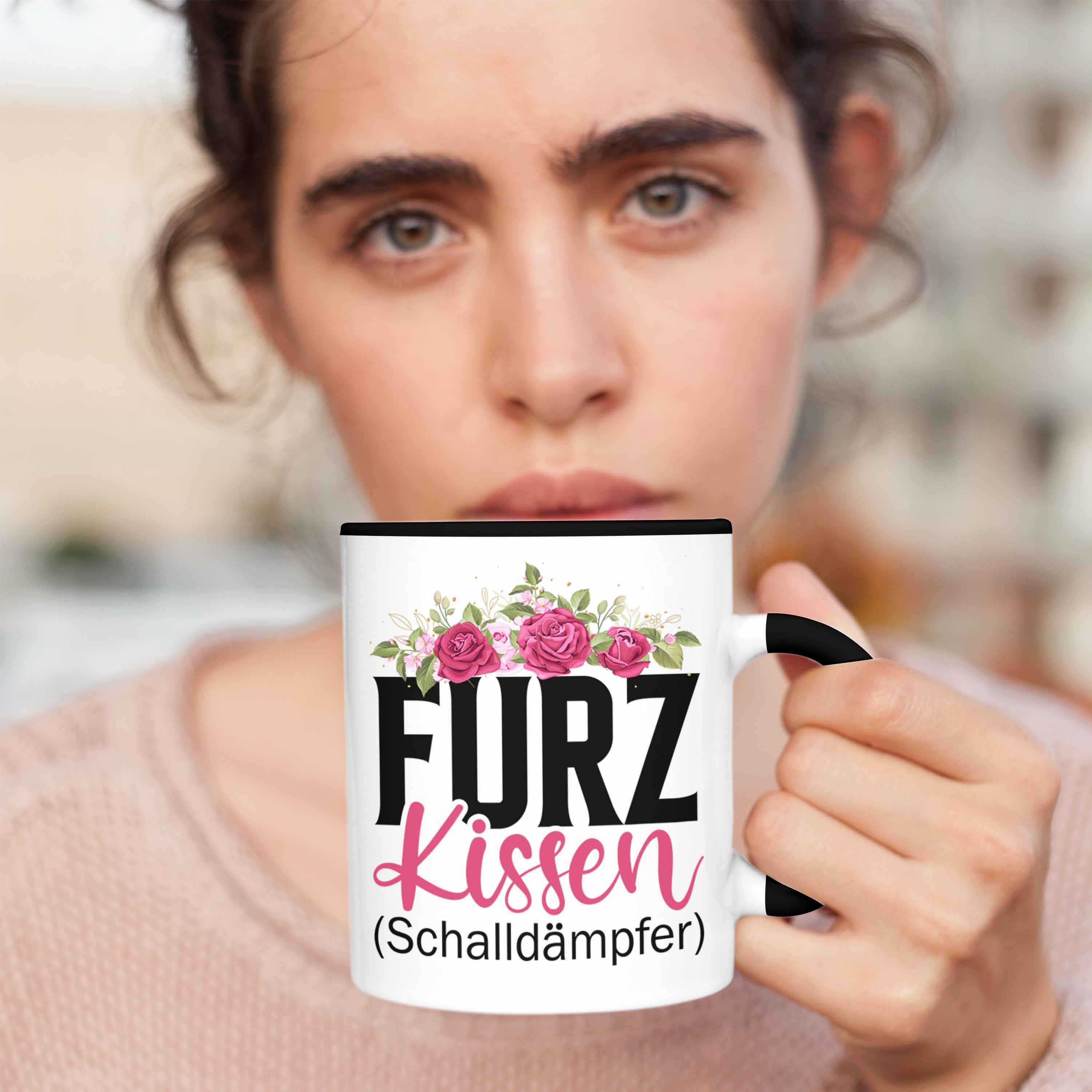 Trendation Tasse Trendation Furzkissen Schalldämpfer Gag Schwarz Lustige Geschenkidee Männer - Lustiger Tasse