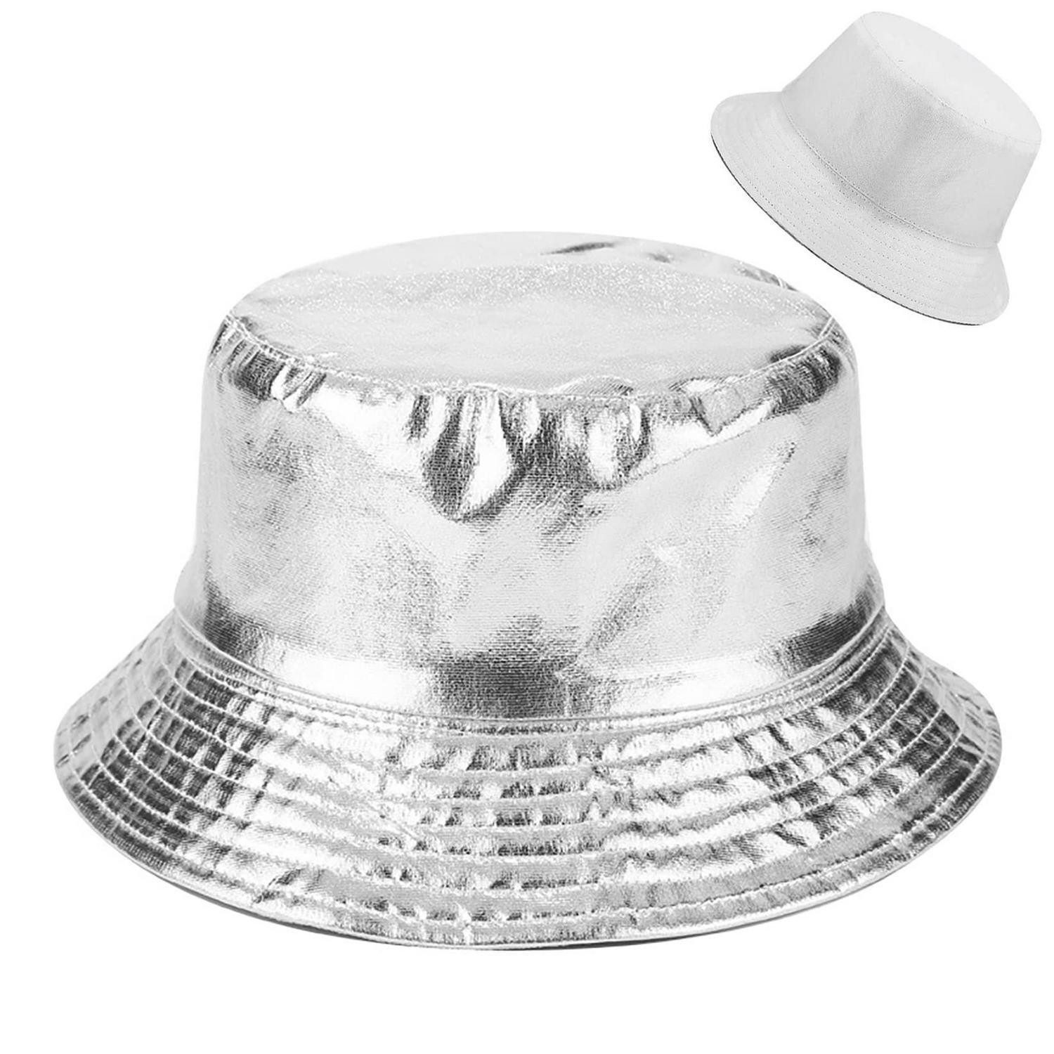 LuxusKollektion Fischerhut Damen Fischerhut Reversibel Silber/Weiß (1-St)