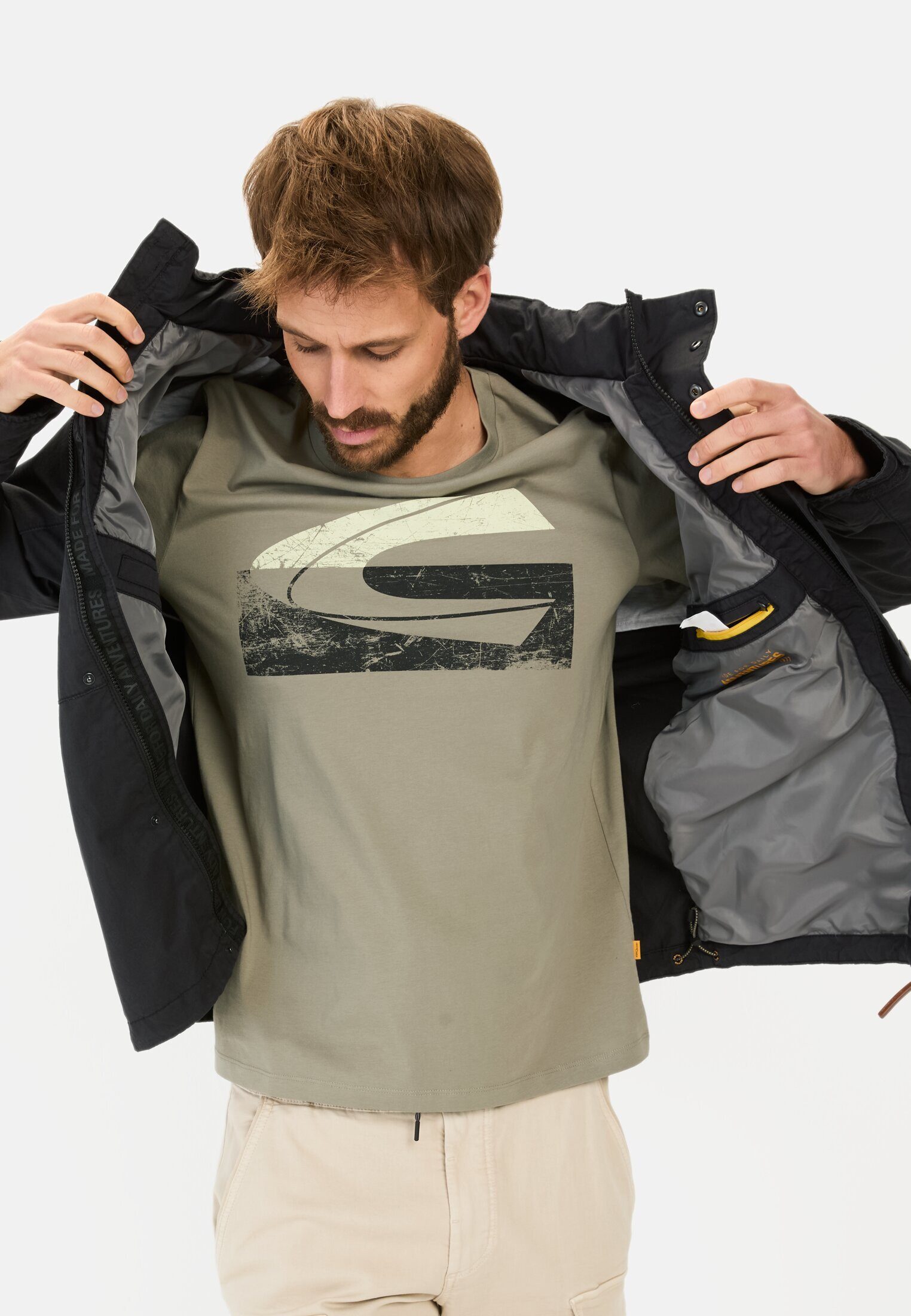 camel active Blouson Blouson im Fieldjacket-Stil Langarm Markenlogo