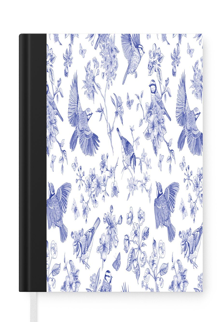 MuchoWow Notizbuch Vintage - Vogel - Blau, Journal, Merkzettel, Tagebuch, Notizheft, A5, 98 Seiten, Haushaltsbuch | Notizbücher