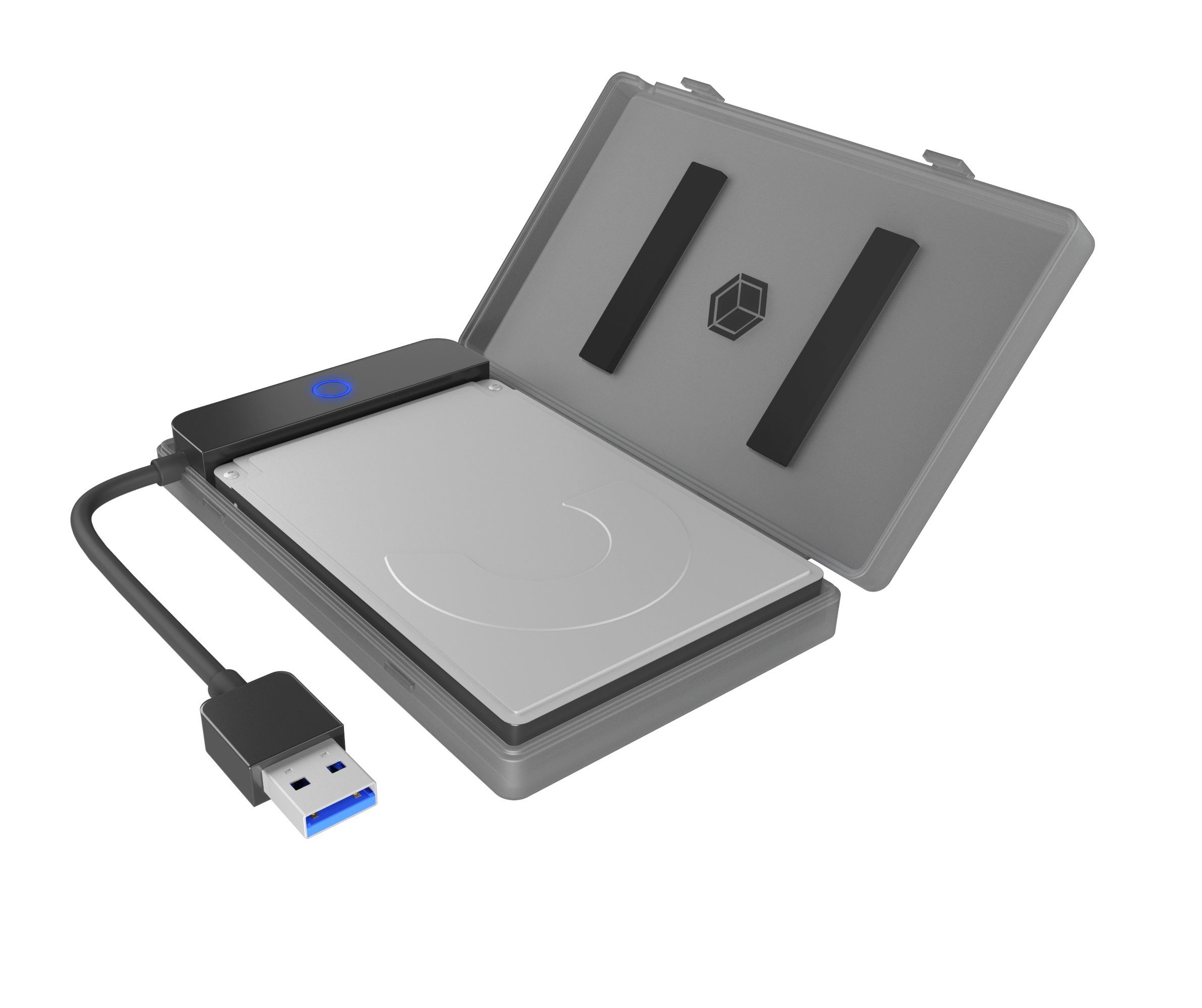 Festplatten-Gehäuse ext. 2.5 SATA Gehäuse, USB 3.2 Gen 1, Werkzeuglos, Kunststoff, schwarz