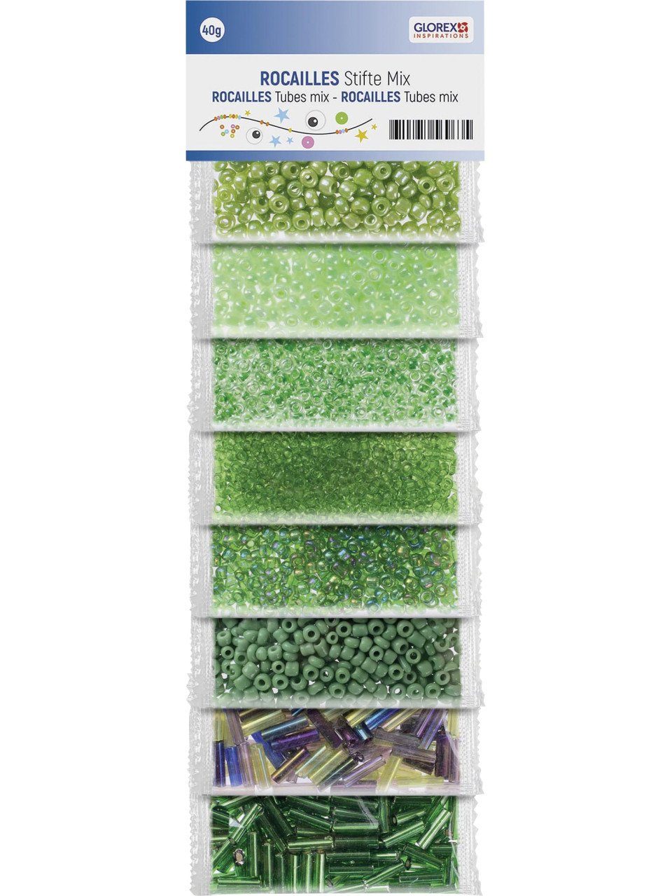 Glorex Bastelperlen Glorex Rocailles/Stifte grüntüne mix