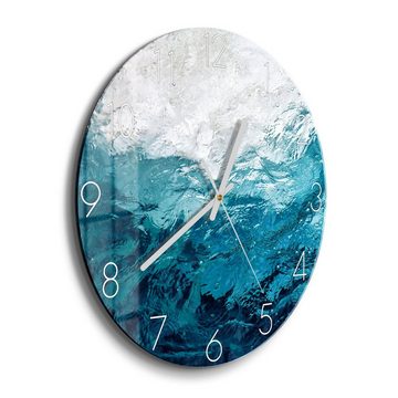 DEQORI Wanduhr 'Blick durch Wellen' (Glas Glasuhr modern Wand Uhr Design Küchenuhr)