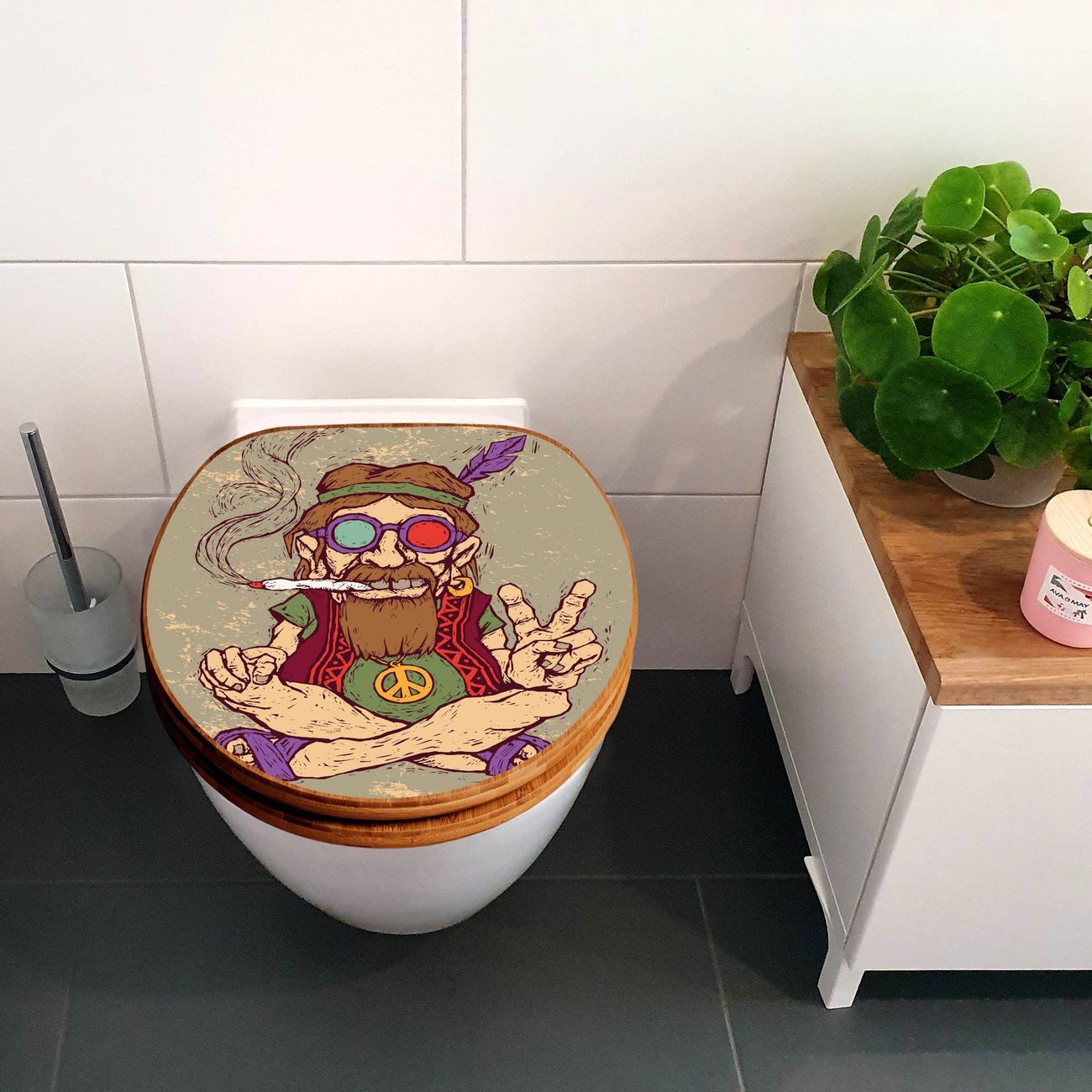 banjado WC-Sitz Bambus Motiv Peace (umweltfreundliches günstig online kaufen