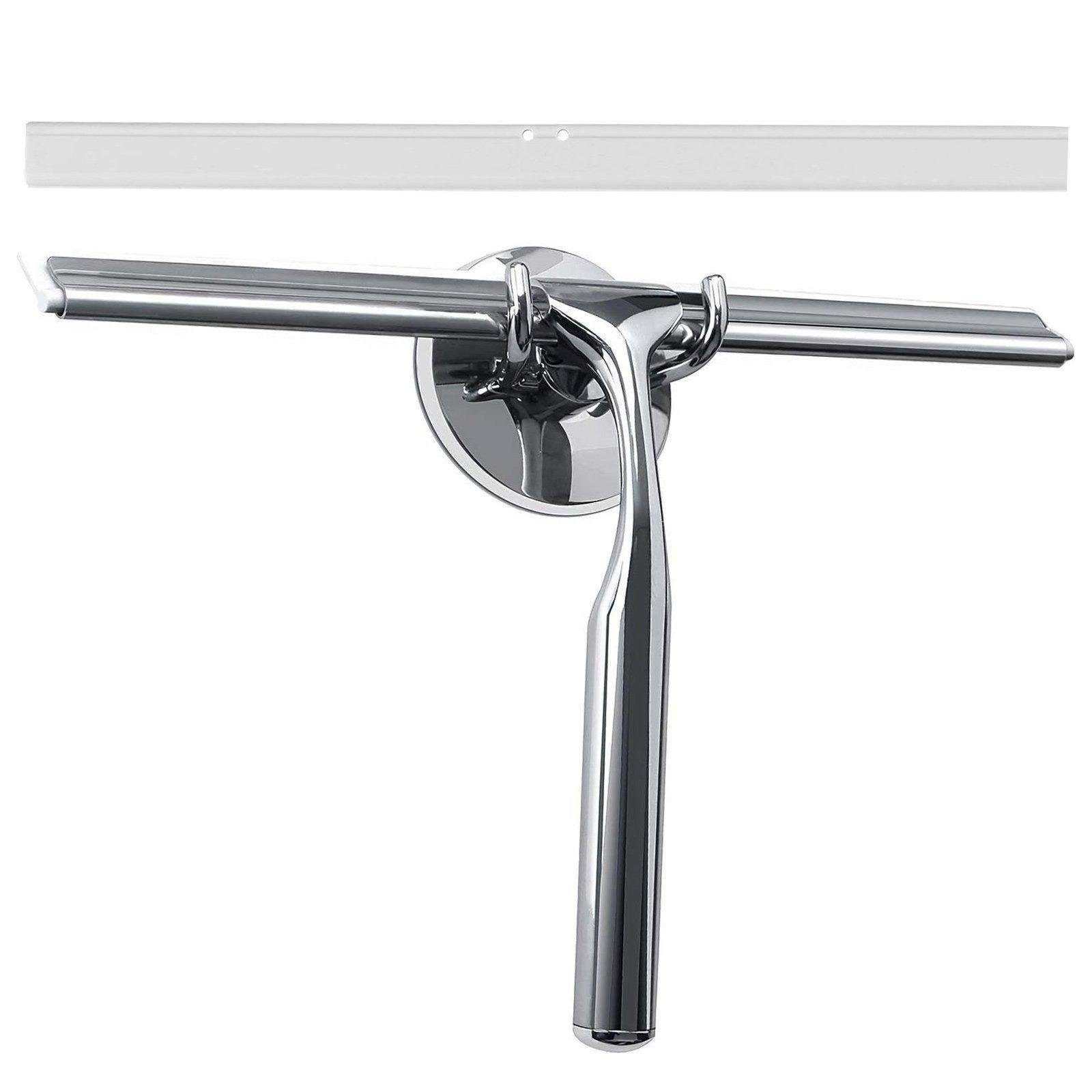 Luxear Duschabzieher 26cm Wasserabzieher ohne Bohren, Dusche Abzieheraus Edelstahl, geräuschlos mit Haken