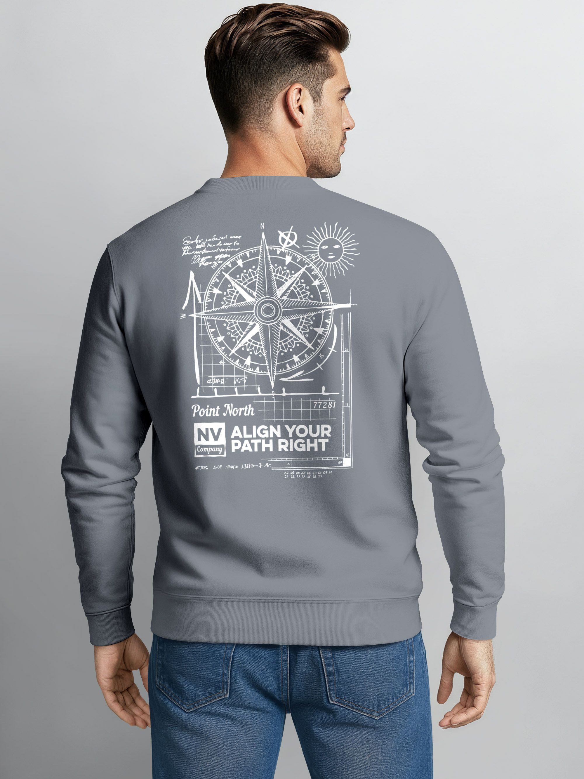 Neverless Sweatshirt Sweatshirt Herren Pullover mit Backprint Point North K günstig online kaufen