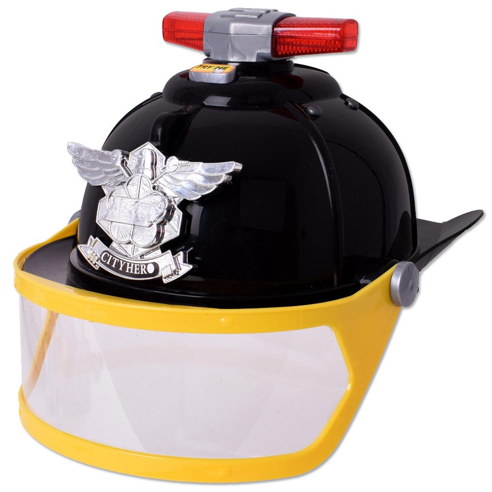 TE-Trend Kostüm Helm Kinder Feuerwehrhelm Feuerwehrmann Visier Licht Sound , mit tollen Licht-und Soundeffekten