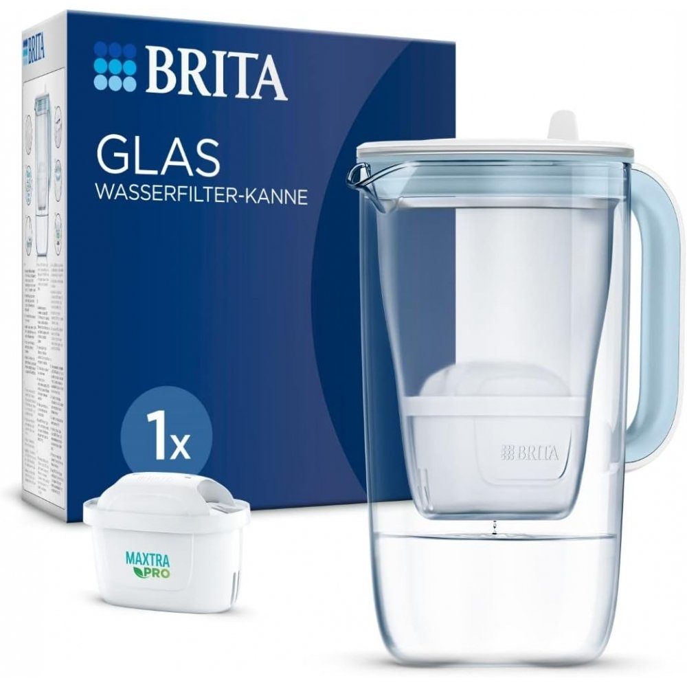 BRITA Wasseraufbereiter Glas Kanne Model One - Wasserfilter-Kanne - Glas-weiss, 2,5 l, (Set)