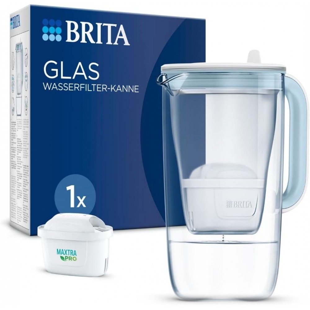 BRITA Wasseraufbereiter Glas Kanne Model One - Wasserfilter-Kanne -  Glas-weiss, 2,5 l, (Set)
