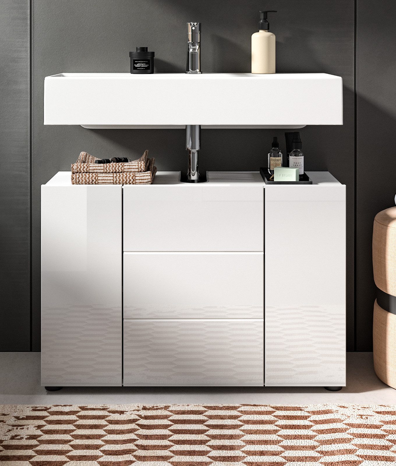 Inn.Furn Waschbeckenunterschrank Larik (Badschrank in weiß, Breite 80 cm) H günstig online kaufen