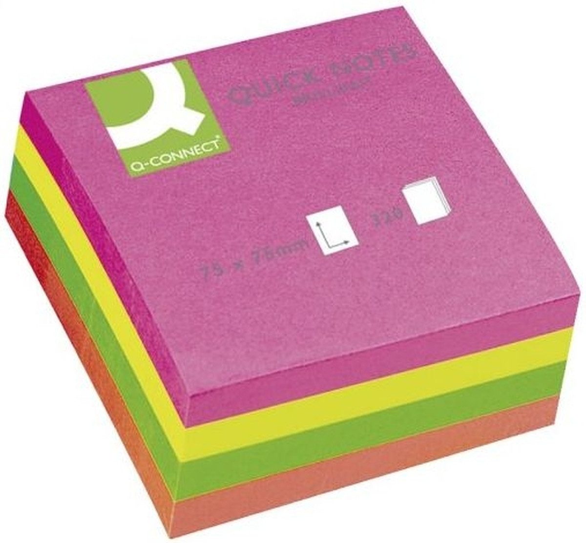 Connect Haftnotizblock Haftnotizen 75x75mm 320 Blatt ultrafarben