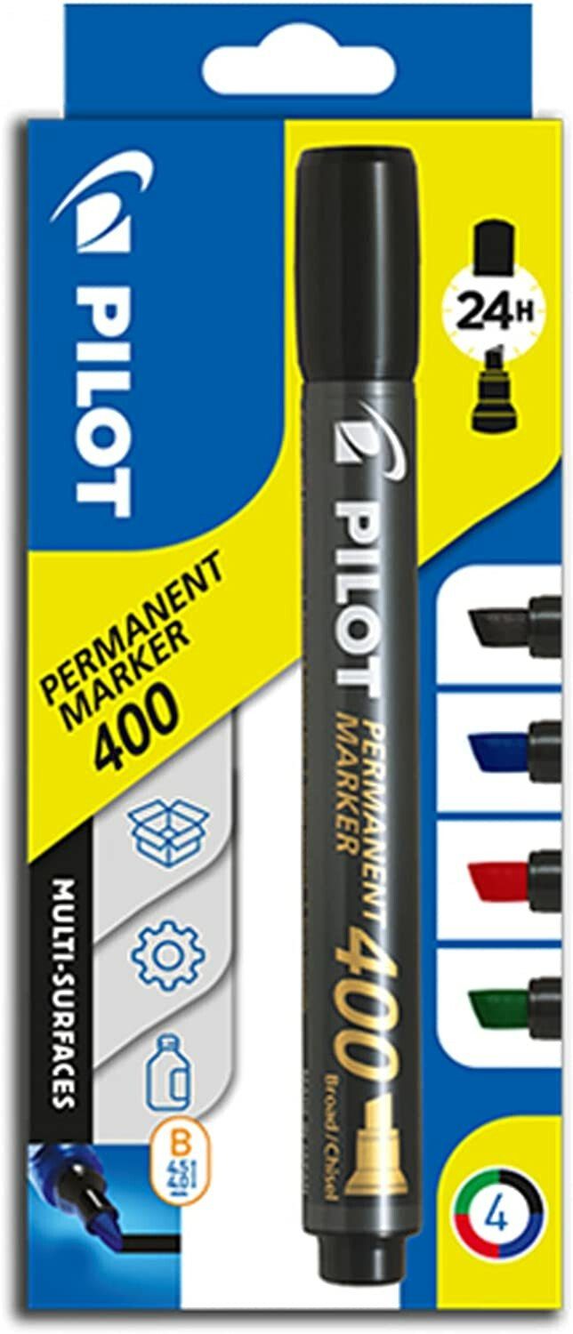 Pack Pilot - Tip pack Marker of - 4 PILOT Black - - flow SCA-400 Chisel Gelschreiber