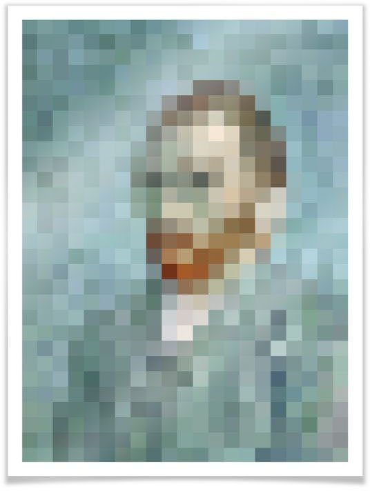 Wall-Art Poster Pixel Portrait van Gogh Bildnis, Person (1 St), Poster, Wandbild, Bild, Wandposter