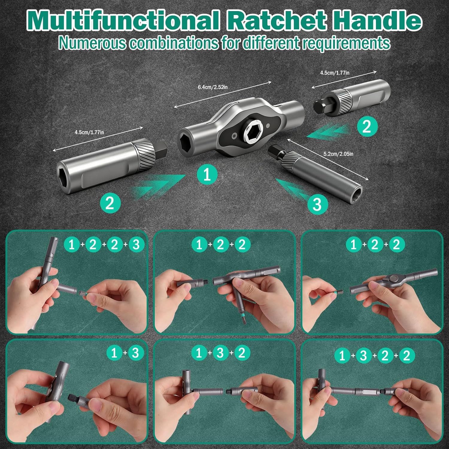BlingBin Schraubendreher Ratschenschraubendreher Set, 24-in-1 Magnetischer Ratsche Set, (1er Set, 1 St., Material: Chrom-Molybdän-Stahl), Ratchet Schraubendreher Set für Fahrrad, Möbel & Home Improvement
