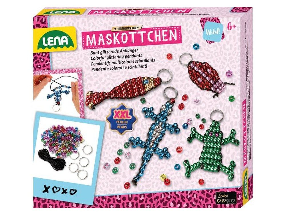 SIMM Spielwaren Kreativset Bastelset für 4 Maskottchen mit Perlen und Anleitung