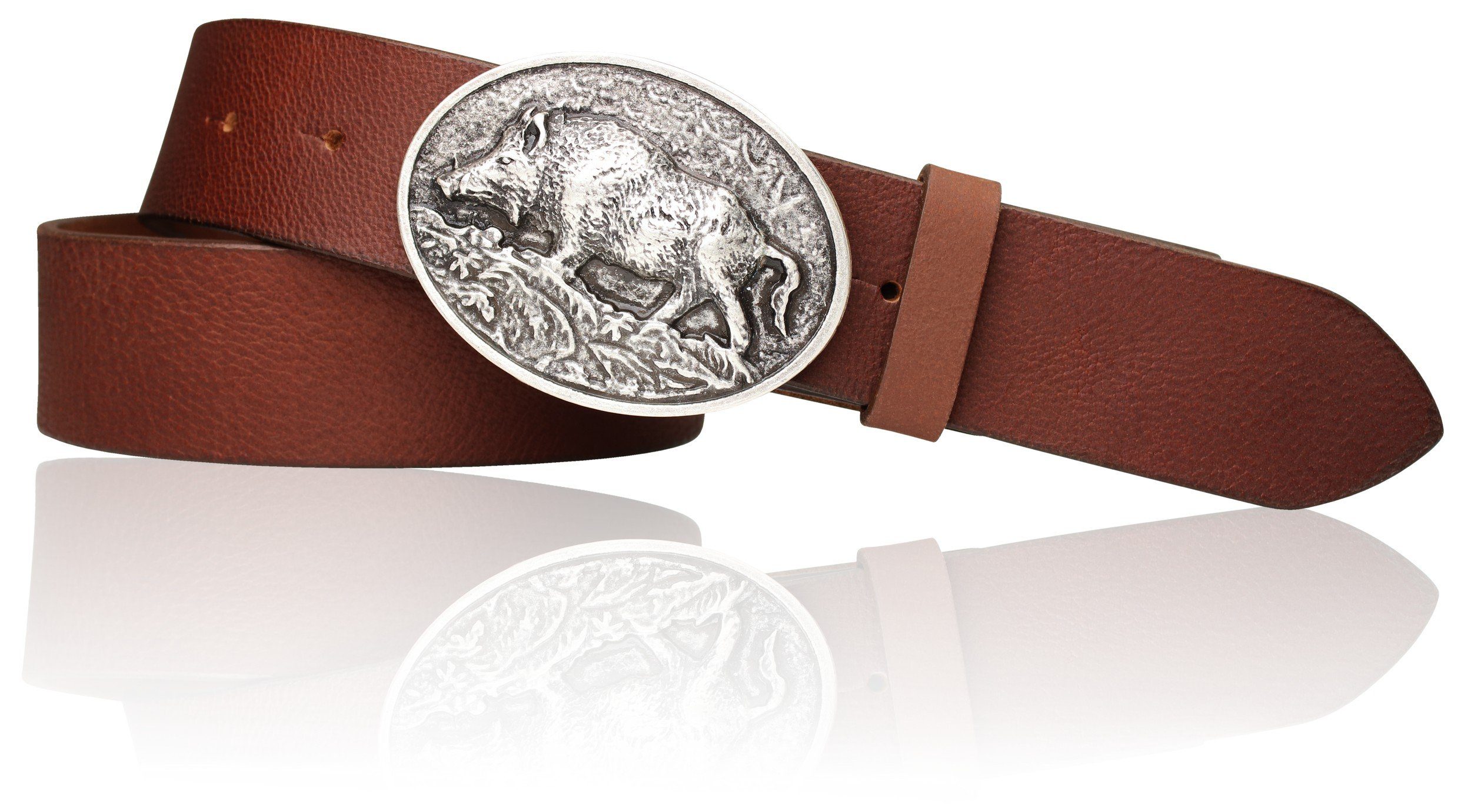 FRONHOFER Сцепные ремни 17952 (1-St) Trachtengürtel mit Trachtengürtelschnalle Wildsau in Silber