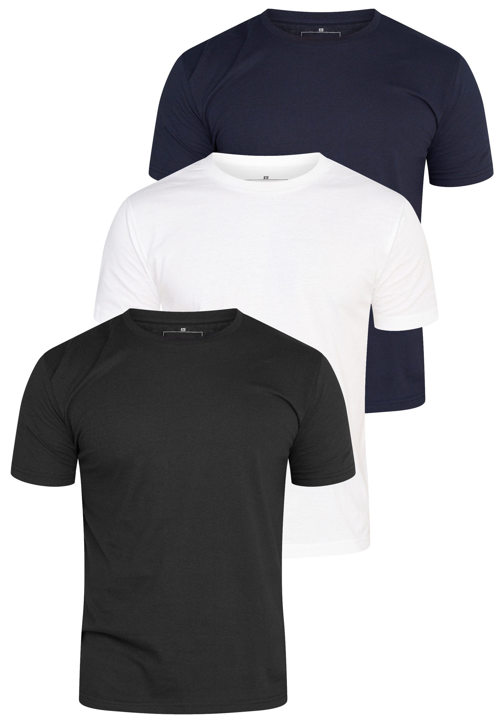 DAILY COTTON T-Shirt BASETEEO (Packung, 3er-Pack) Herren Basic Kurzarm Rundhals Shirt Crew-Neck O-Ausschnitt