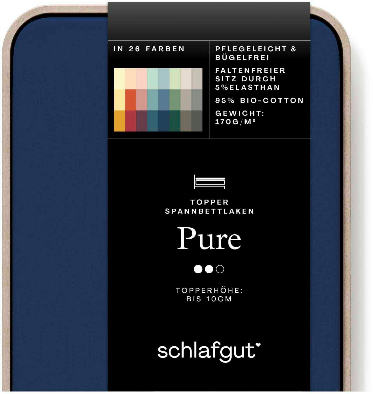 Schlafgut Spannbettlaken PURE TOPPER Bio-Baumwolle mit Elasthan 170 g/m² für Topper bis 10 cm, Jersey-Elasthan, Gummizug: rundum, (1 Stück), PREMIUM Laken für M – Bild 2 von 5
