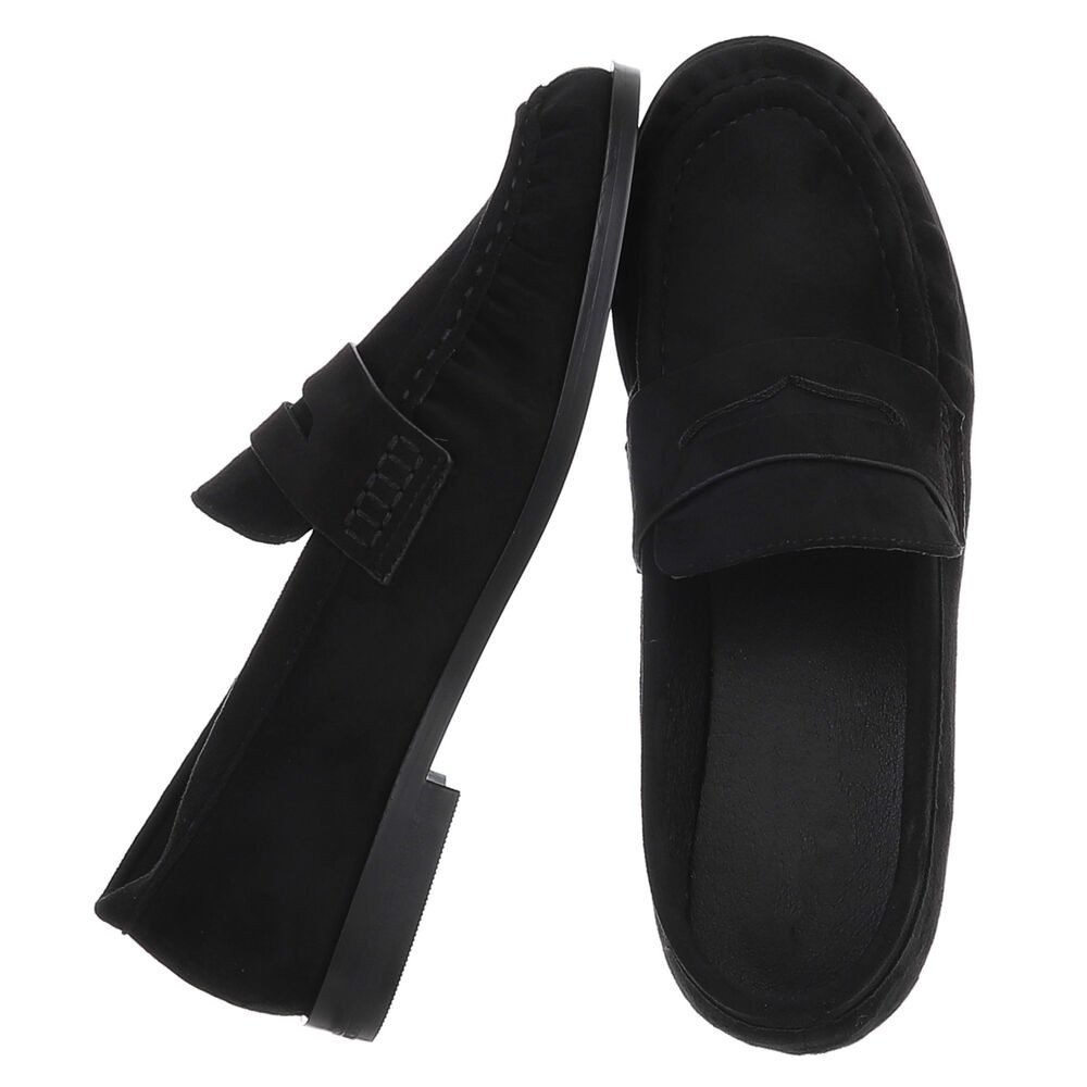 Ital-Design Damen Loafer Mokassin-Optik Slip-on Halbschuh Slipper (92125237) Blockabsatz Mokassins in Schwarz