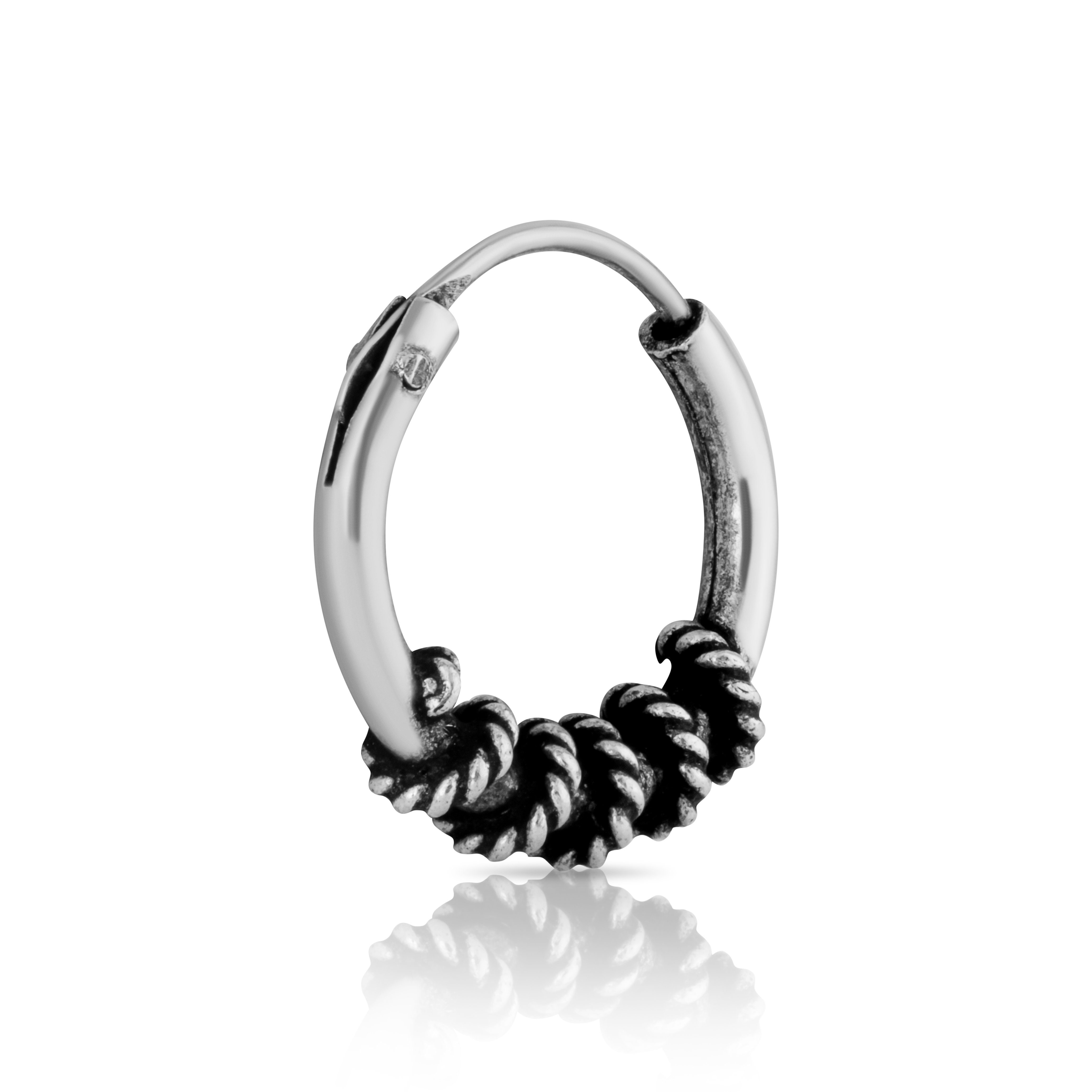 Single-Creole Einzel 925 Silber Bali 10mm Ohrring Ohrschmuck