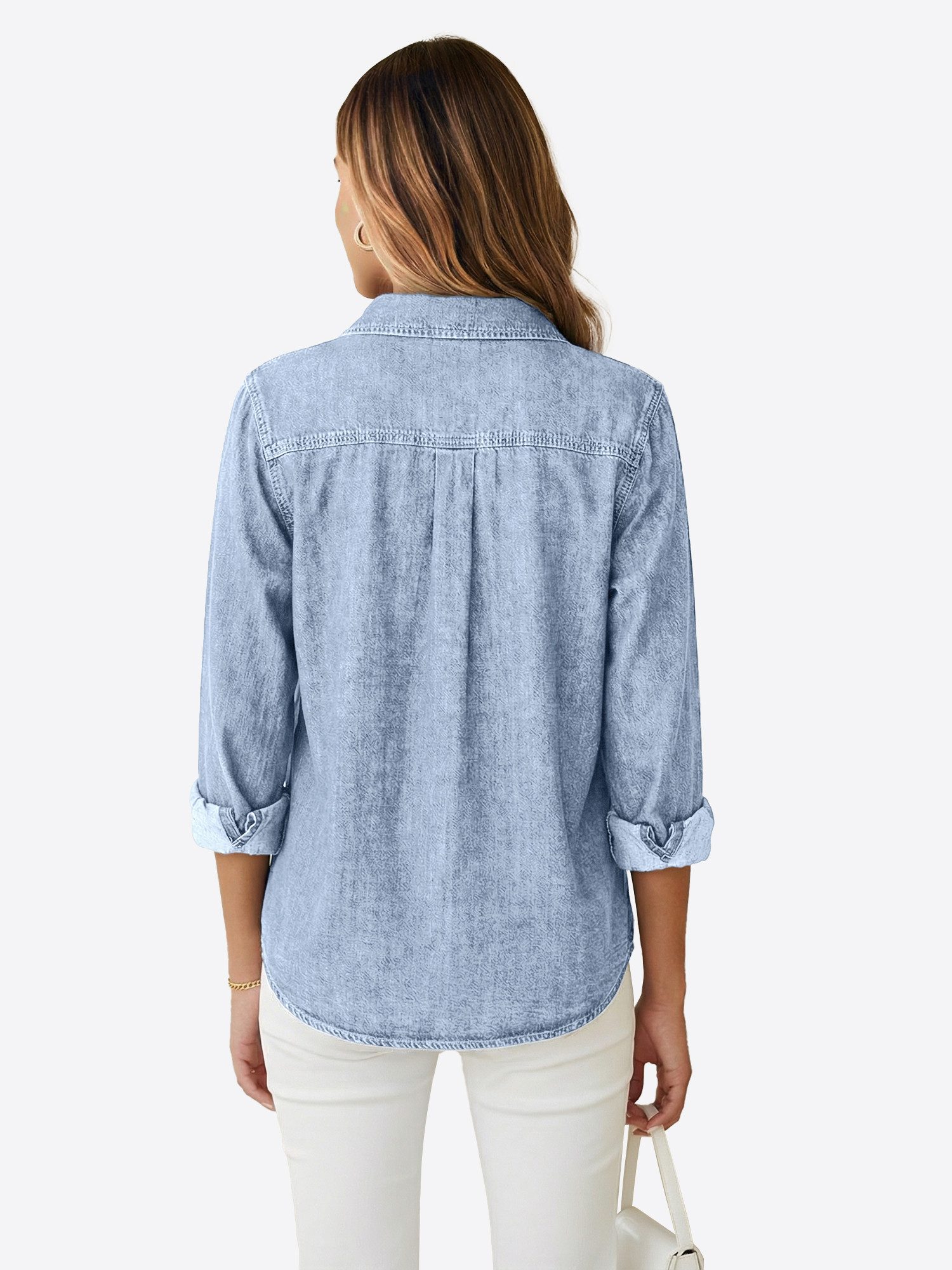 Imily Bela Jeansbluse Damen Lässige Boyfriend Jeansjacke (Packung, 1-tlg., 1per-Pack) aus Baumwolle – Bild 3 von 5
