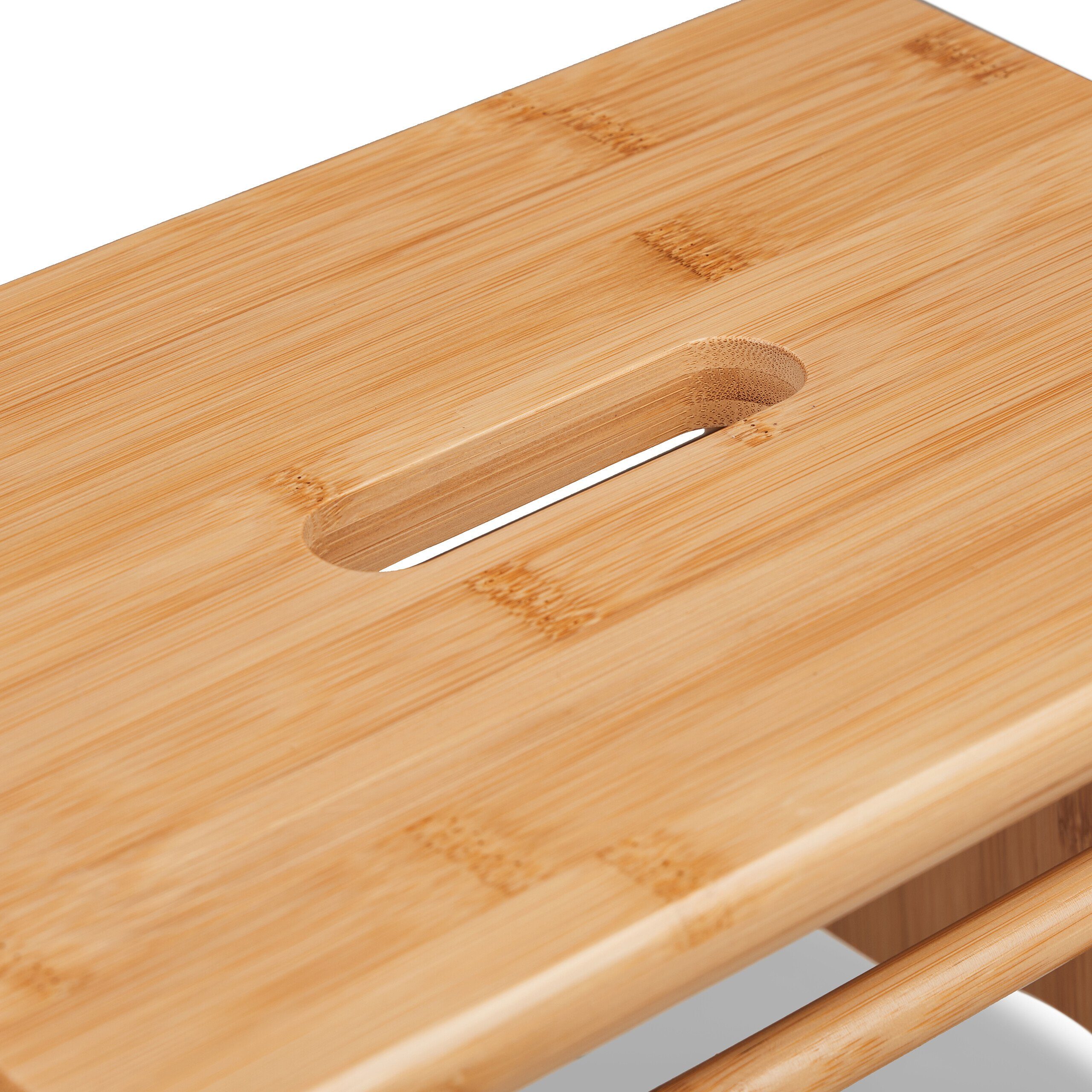 relaxdays Fußhocker Fußbank Bambus mit Griff