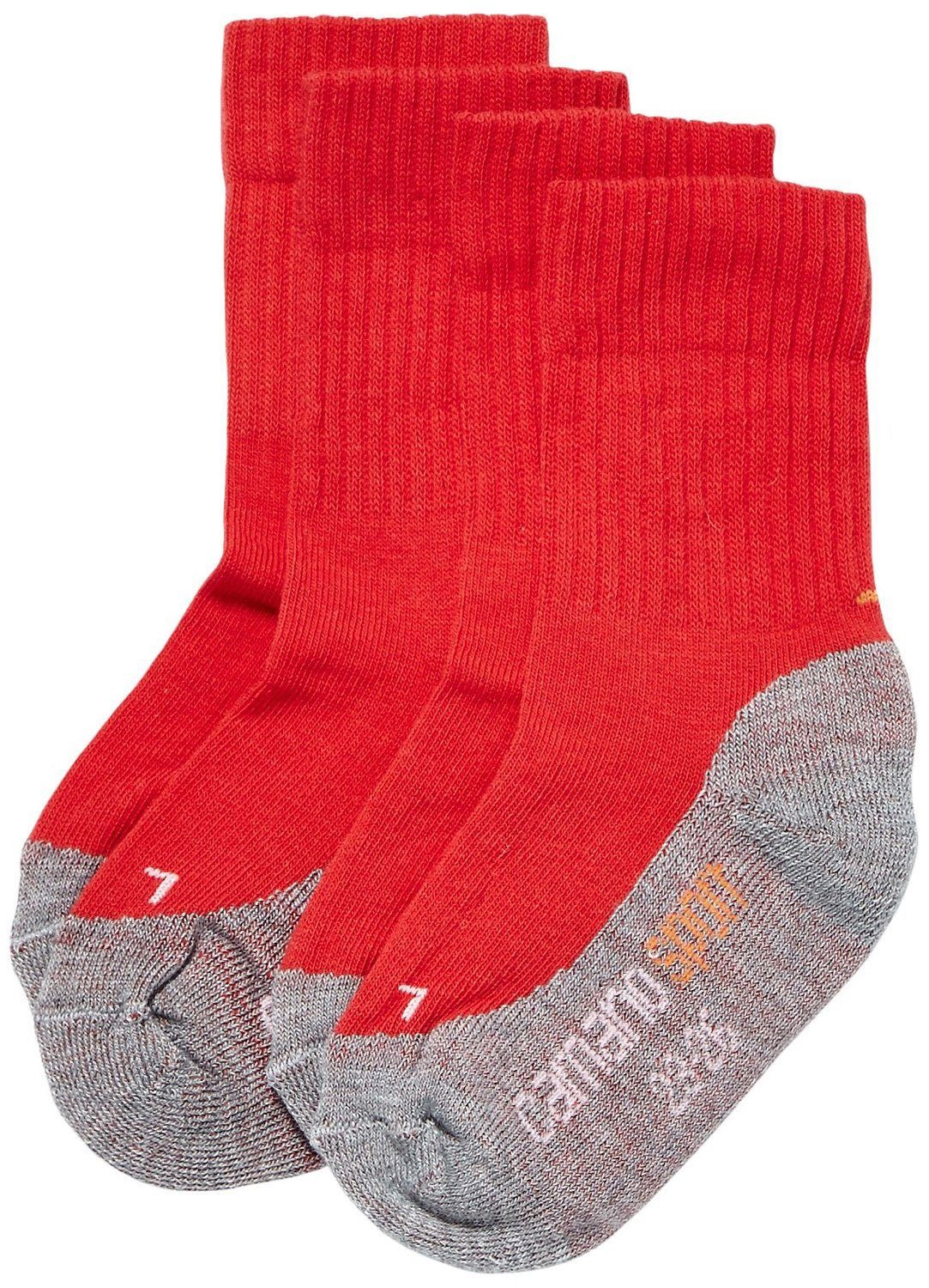 Camano Langsocken CA3721 (Packung, 2-Paar, 2 Paar) Unisex Funktionssocken klimaregulierend, Socken Kinder Mädchen Jungen 14 red grey