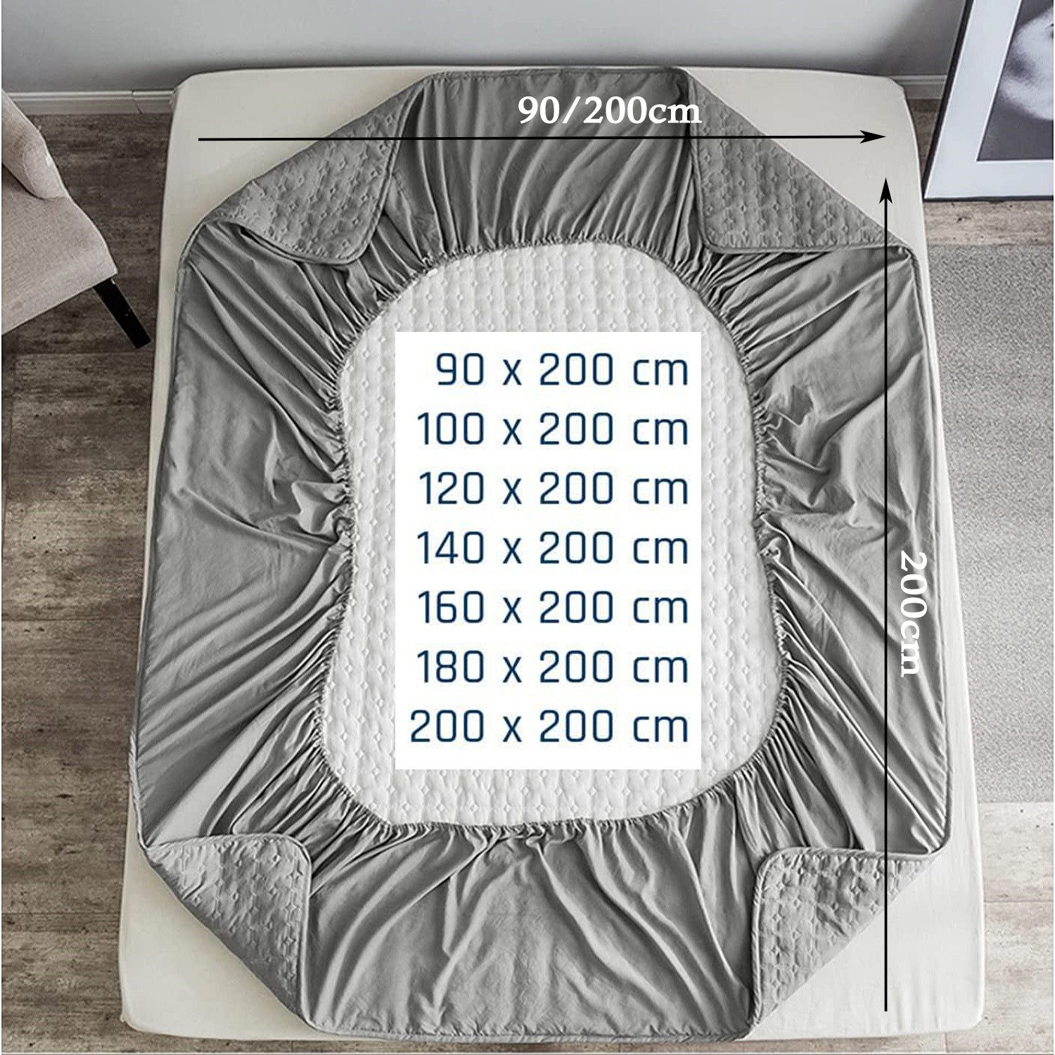 Matratzenauflage Matratzenauflage Baumwolle 90x200cm,140x200cm,180x200cm ibettertec, Atmungsaktiv Matratzenschoner, Allergiker Matratzenschutz,Waschbar – Bild 4 von 5