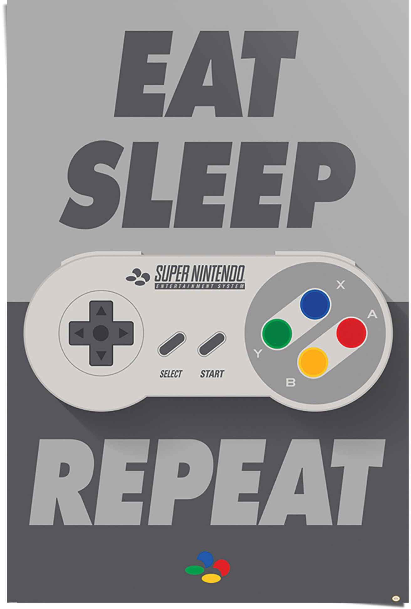 Nintendo Super Eat, repeat, St) Poster (1 Reinders! sleep,