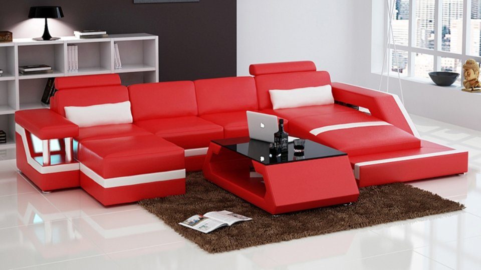 Wohnlandschaft JVmoebel Sofa Couch Eck Ecksofa Design Ledersofa Modern Ecksofa,