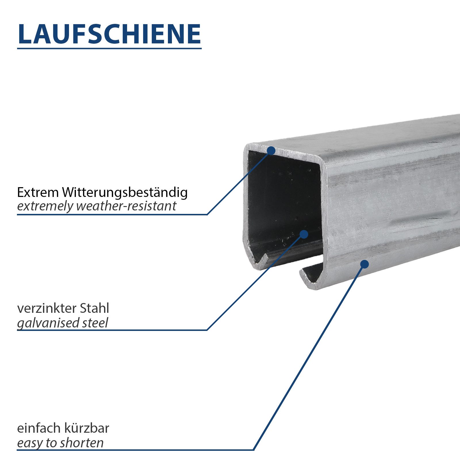 ATTAS Schiebetür Schiebetürsystem mit Laufschienen, Rollen für Schiebetüren & Tore (Set, inkl. Laufwagen), Schiebetür Beschlag – Bild 3 von 5