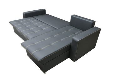 Fun Möbel Ecksofa Sofa ADARA in Kunstleder Ottomane Links oder Rechts, inkl. 3 Rückenkissen und 2 Zierkissen, inkl. 2 Bettkästen